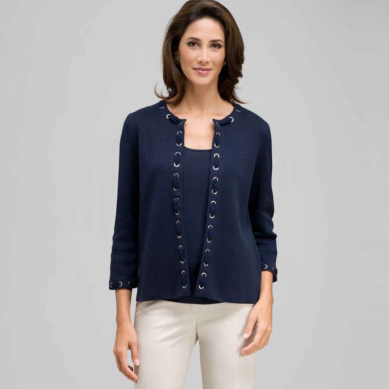 Trimmed Cardigan, , large